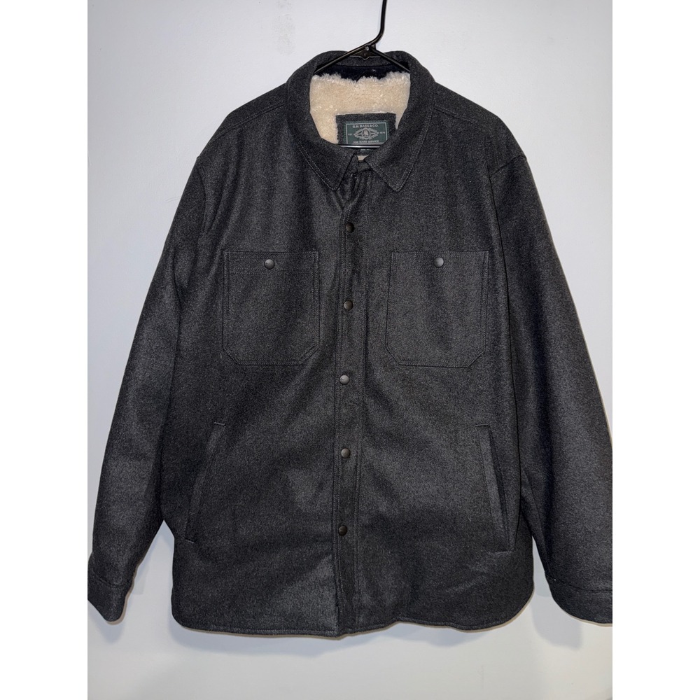 GH Bass & Co Mens Sherpa Lined Flannel Shirt Jacket Charcoal XXL